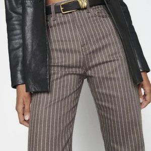 Reformation Wilder High Rise Wide Leg Jeans in Cacao Pinstripe